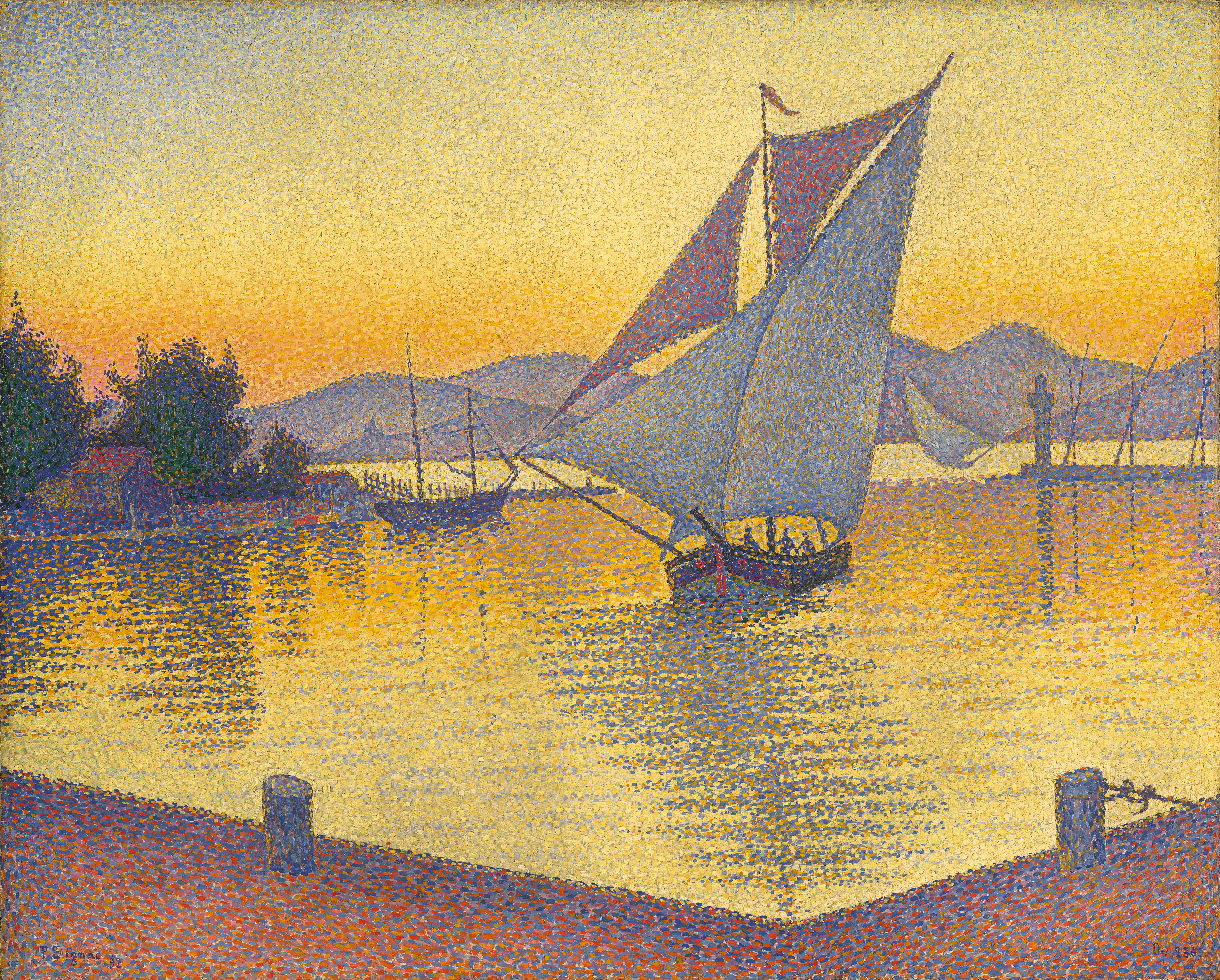 Le port au soleil couchant - Opus 236 - Saint-Tropez Paul Signac (1863-1935)